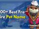 Free Fire Pet Name