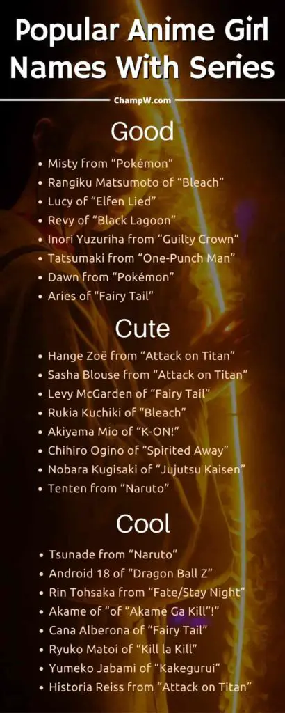 300 Anime Girl Names Popular List With Series By Champw