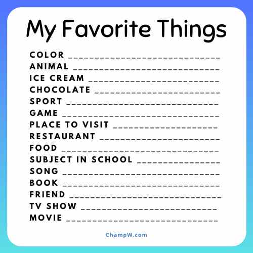 250+ My Favorite Things List Questions | Food, Travel, Music