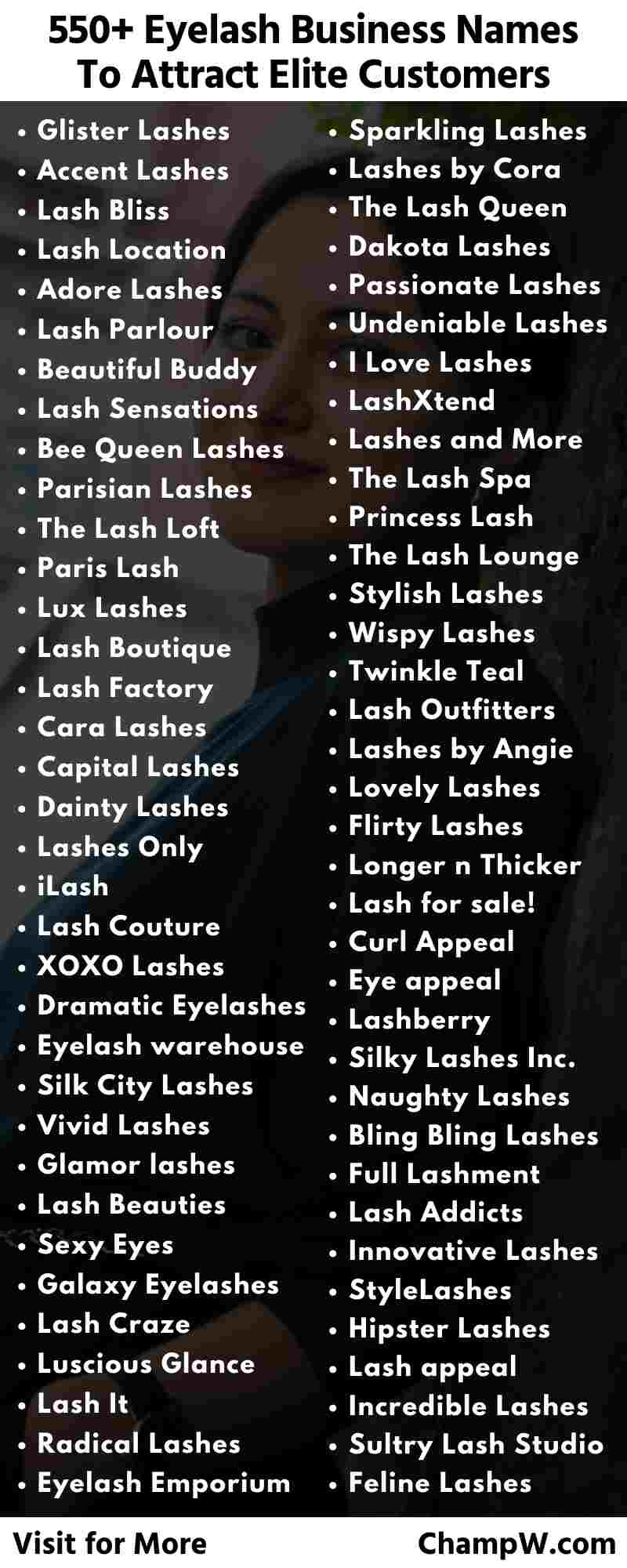 Eyelash Business Names infographic