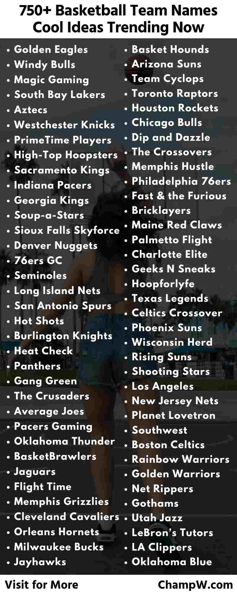 200+ Great Basketball Team Name Ideas