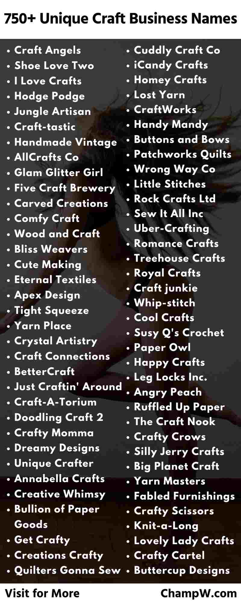 Craft Business Names Infographic