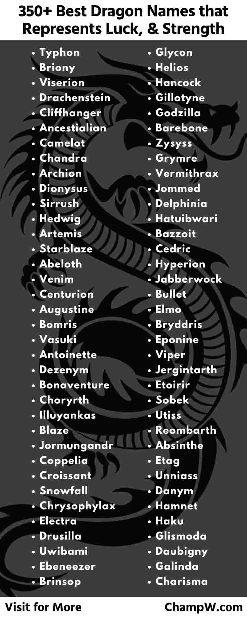 Dragon Names infographic