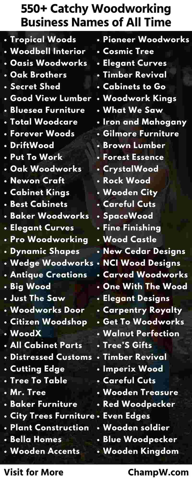 woodworking Business Name infographic