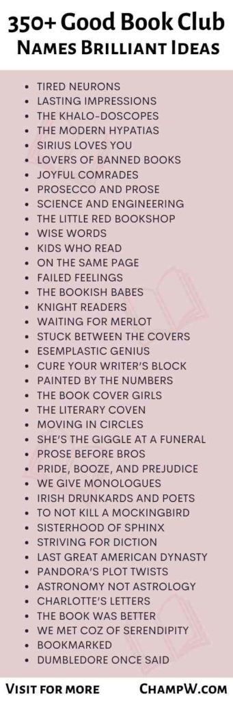 350+ Good Book Club Names Brilliant Ideas For Book Lovers