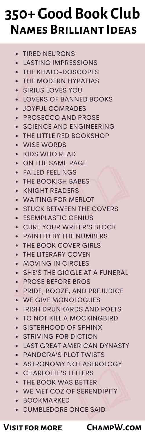 350+ Good Book Club Names Brilliant Ideas For Book Lovers