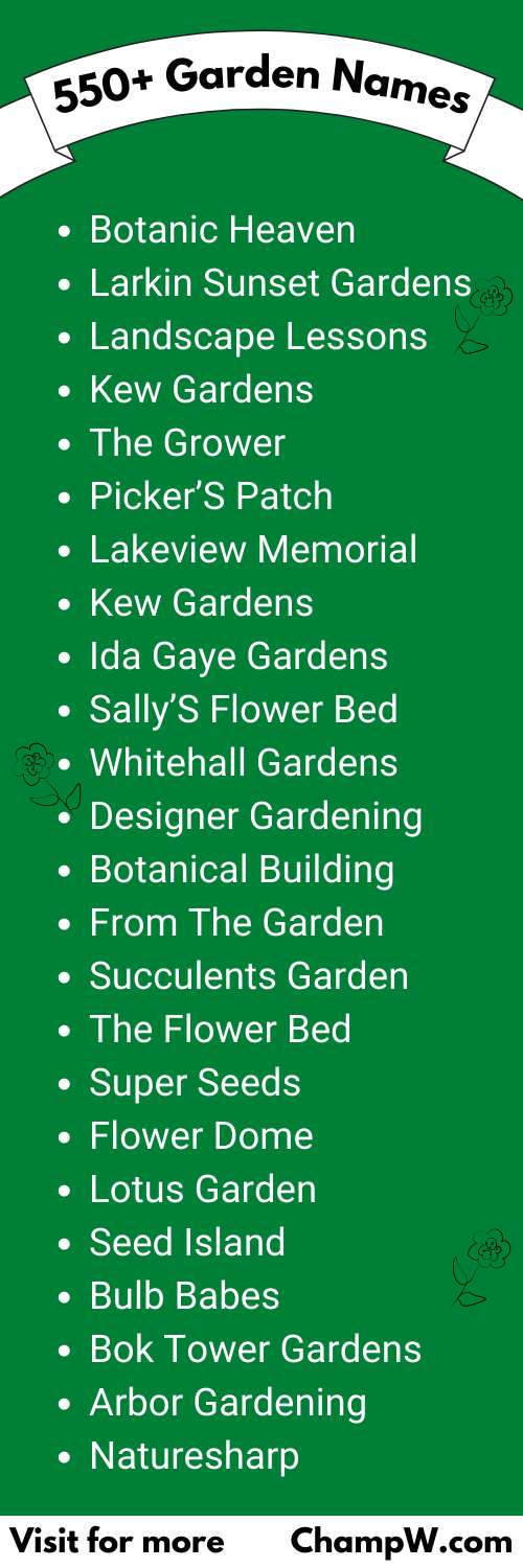 Garden Names list
