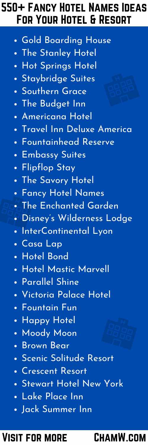 Hotel Names list