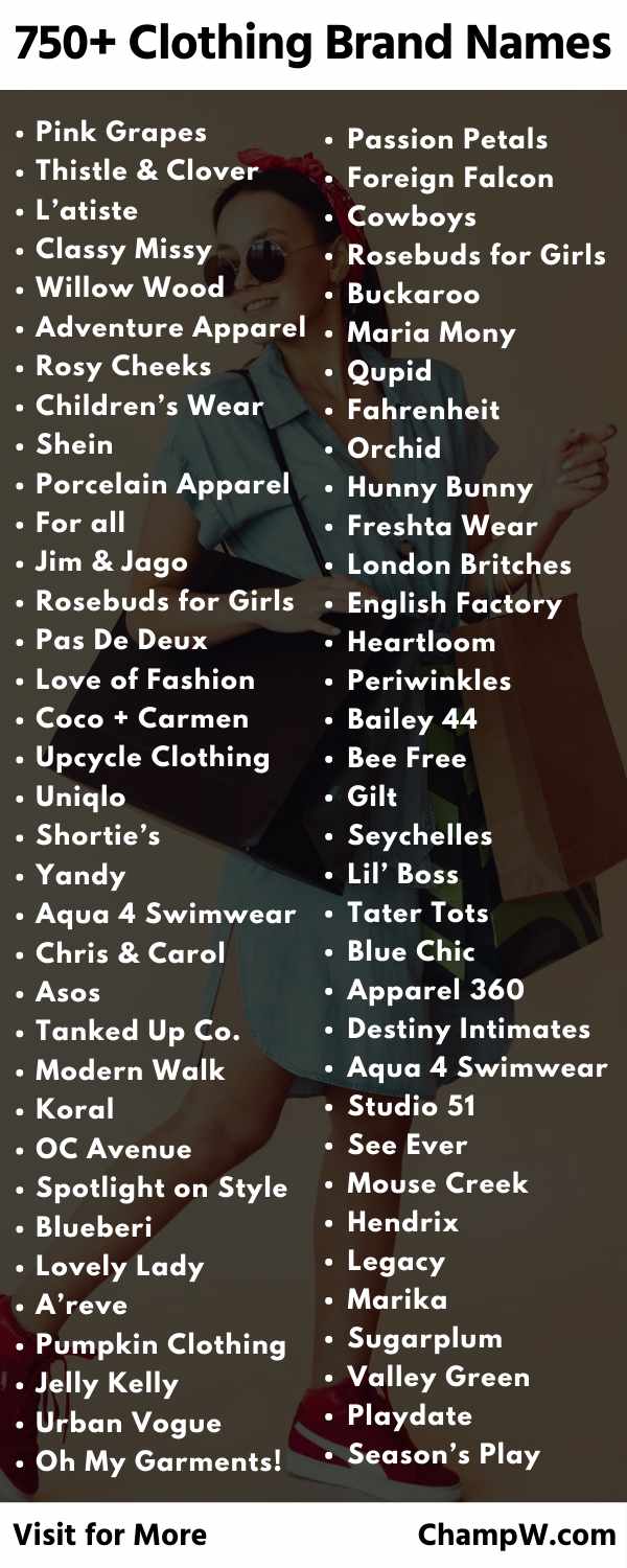Clothing Line Names list