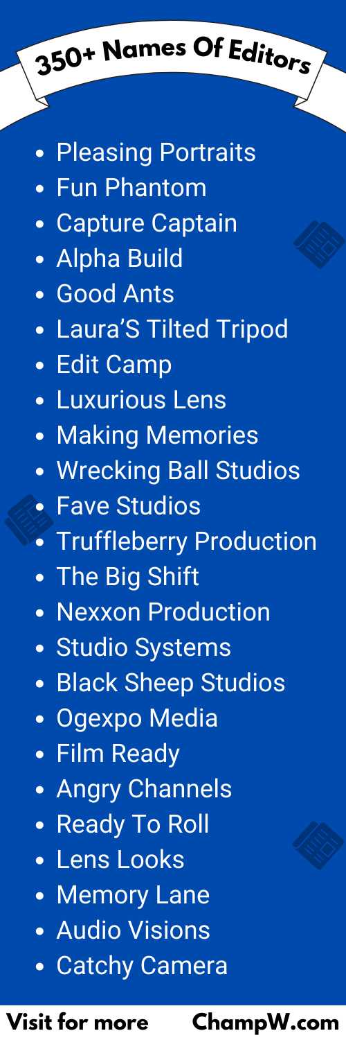 Cool Names Of Editors list