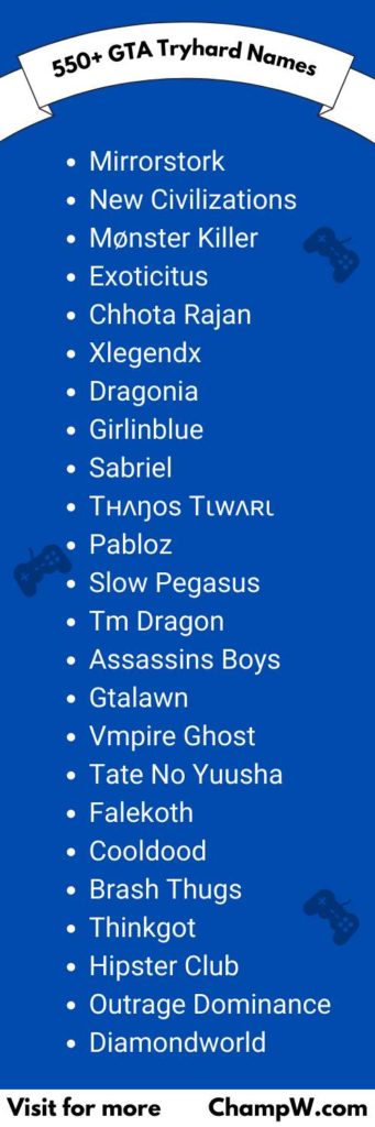550 best gta tryhard names for pro players