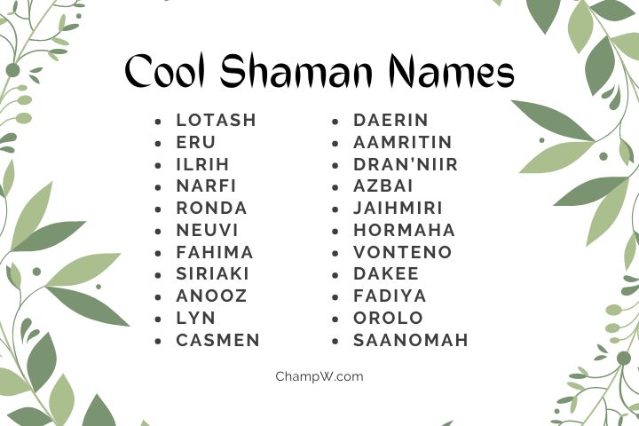 Cool Shaman Names