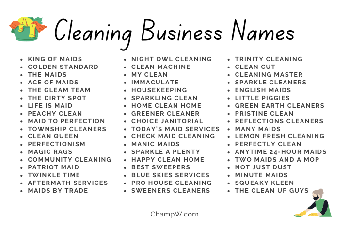 List of Cleaning Business Name