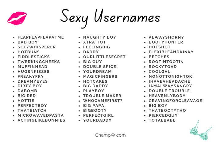 750+ Sexy Usernames Enticing Ideas To Allure Love From Fans
