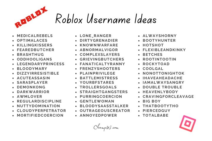 Roblox Username Ideas