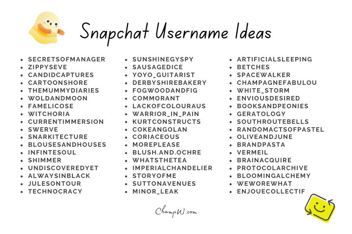 Snapchat Username Ideas