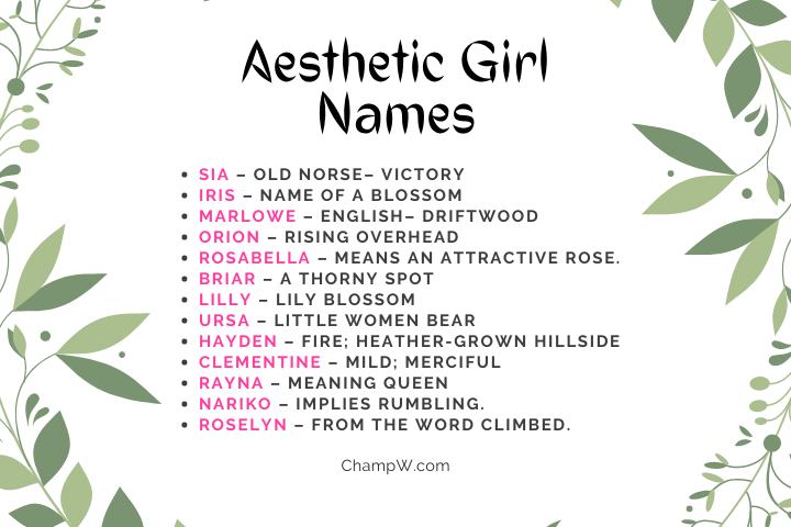 aesthetic girl name ideas