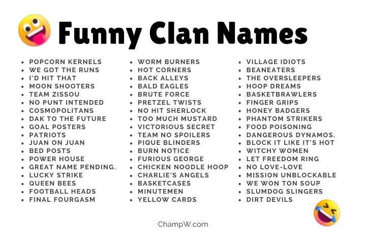 Funny Clan Names