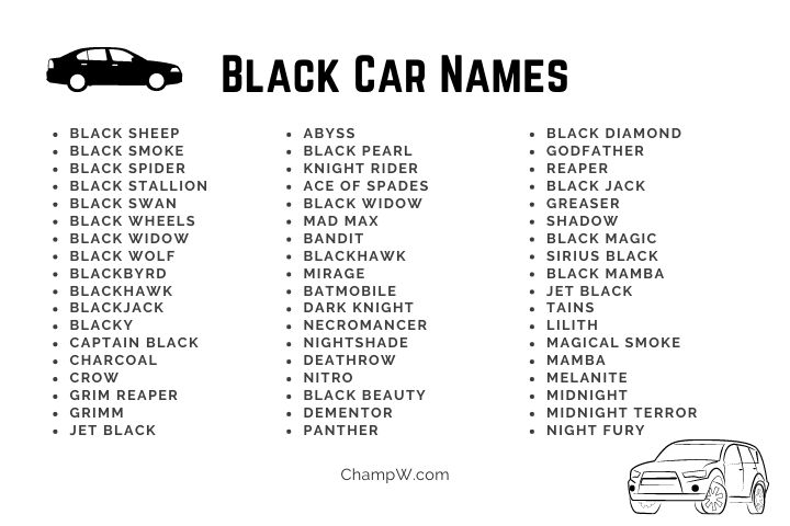 black car name ideas