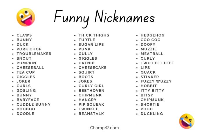 250 Funny Nicknames Ideas For Boys Girls Friends Kahoot