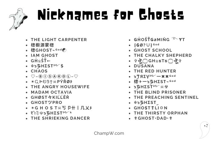 nicknames for ghosts