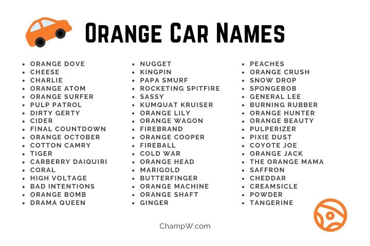 250+ Orange Car Names Brilliant Ideas No One Ever Tried Yet