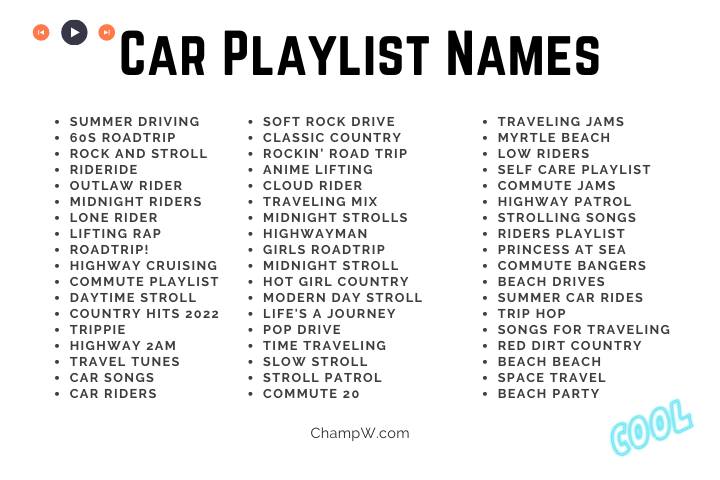 Car Playlist Name ideas