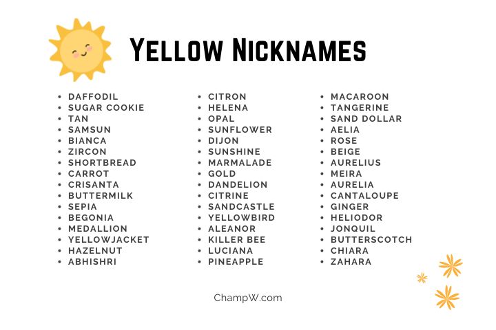 150+ Brilliant Yellow Nicknames To Ensure A Bright Future