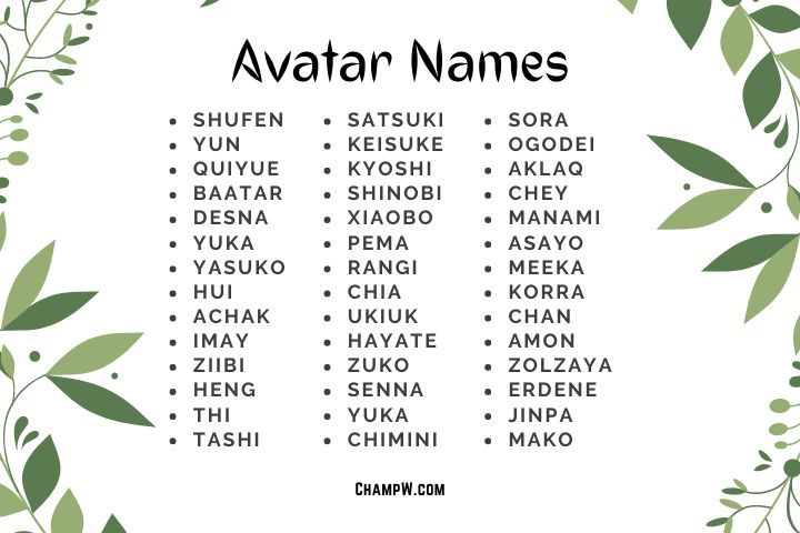 250+ Avatar Names Cool Ideas For Bending Air In Your Favor