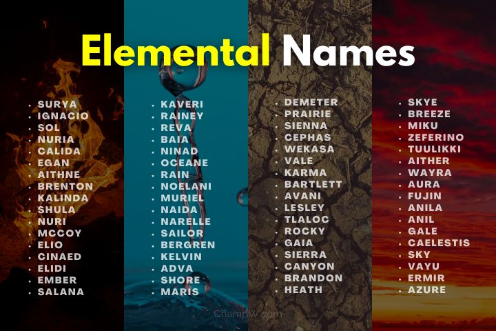 500+ Rare Elemental Names Ideas: Water, Fire, Air, And Earth