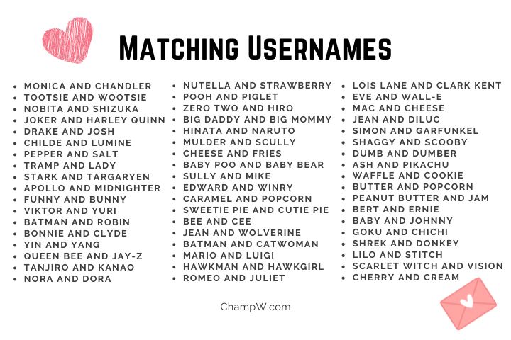 500+ Matching Usernames Perfect Ideas For Sizzling Couples