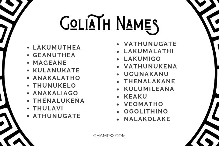 Goliath Name ideas