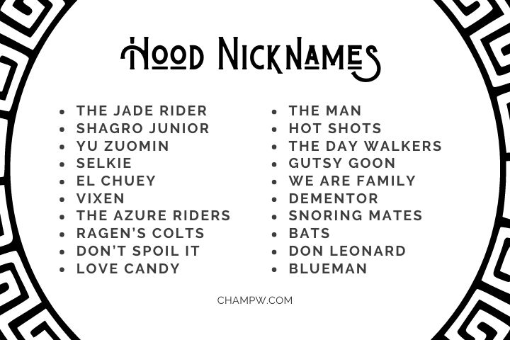 Hood Nickname ideas
