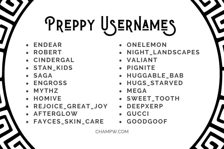 Preppy Username ideas