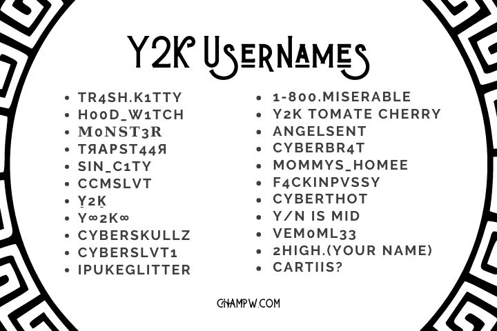y2k usernames