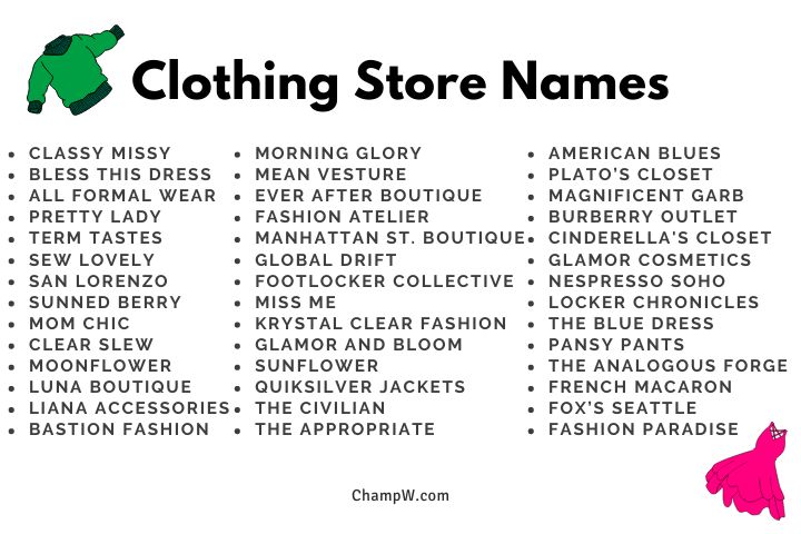 Clothing Store Business Names