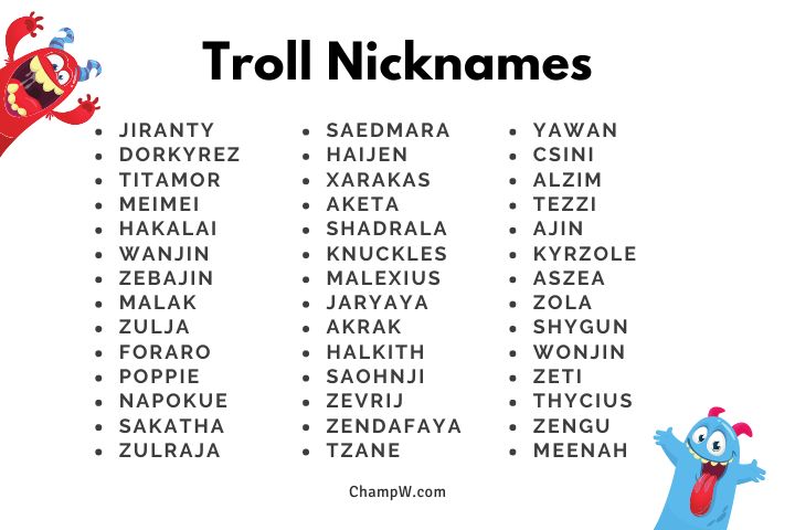 350+ Troll Nicknames Non Provocative Ideas For Having Fun