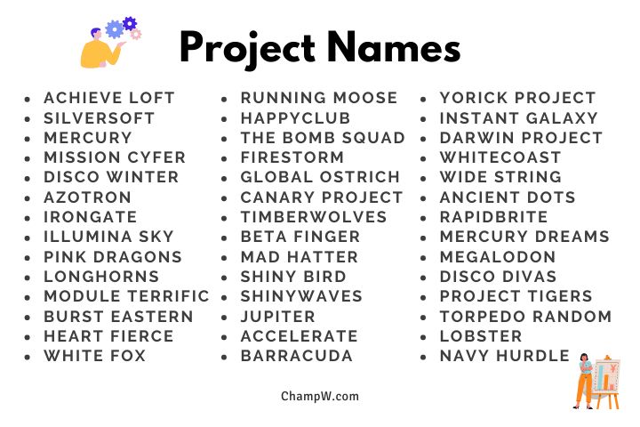500+ Brilliant Project Names Ideas To Cheer Your Teammates