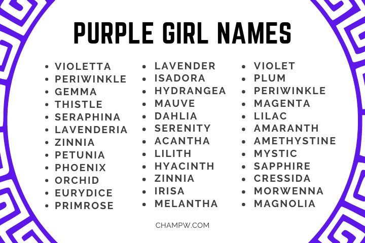GIRL PURPLE NAMES