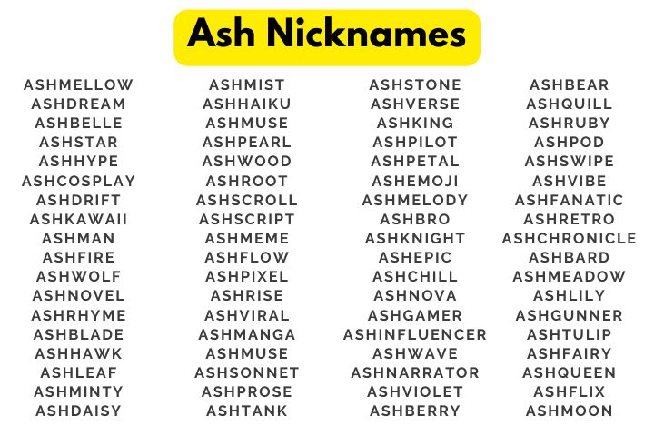 Ash Nicknames
