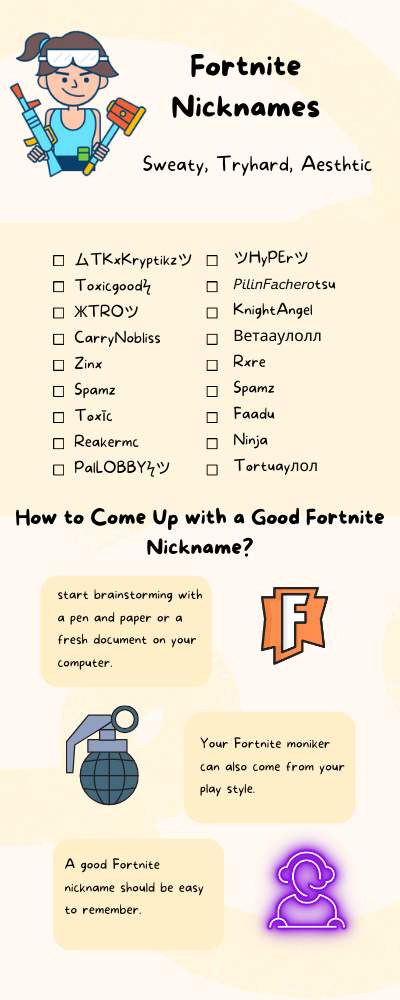 Fortnite nicknames infographic