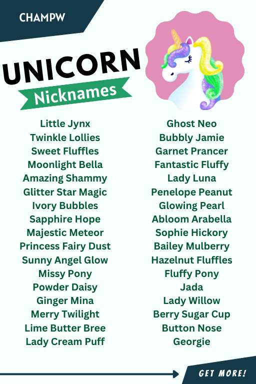 Unicorn Nicknames infographic