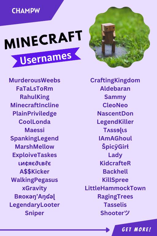 Minecraft Usernames Ideas