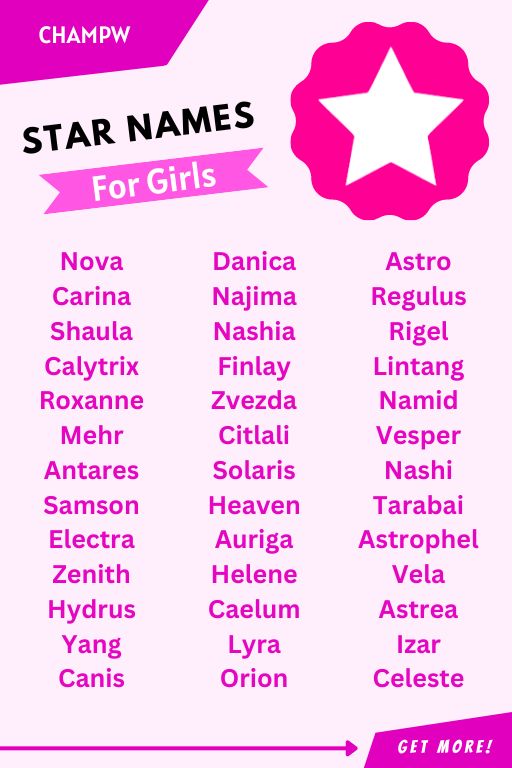 Star Names For Girls List