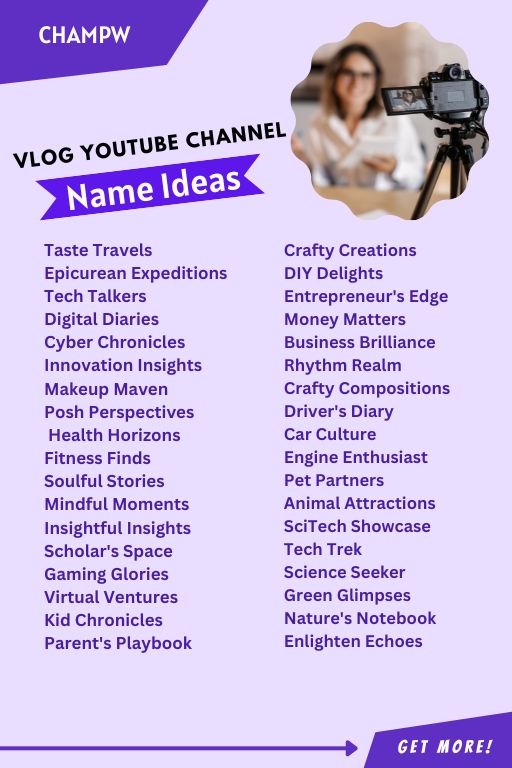 List of Vlog Youtube Channel Name Ideas